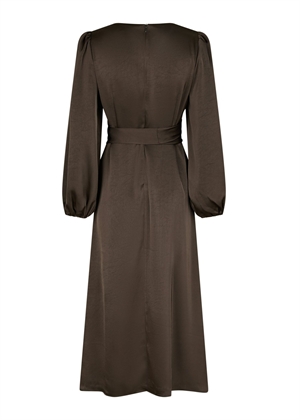Rimini heavy sateen kjole Dark Brown Neo Noir 